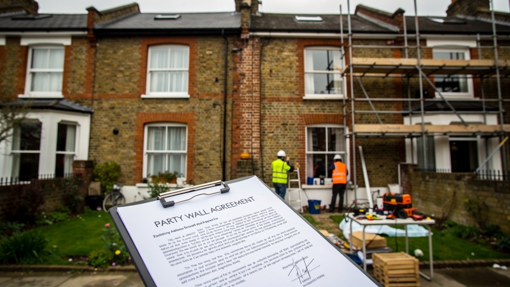 Party wall agreement shown between two Victorian terraced houses in London