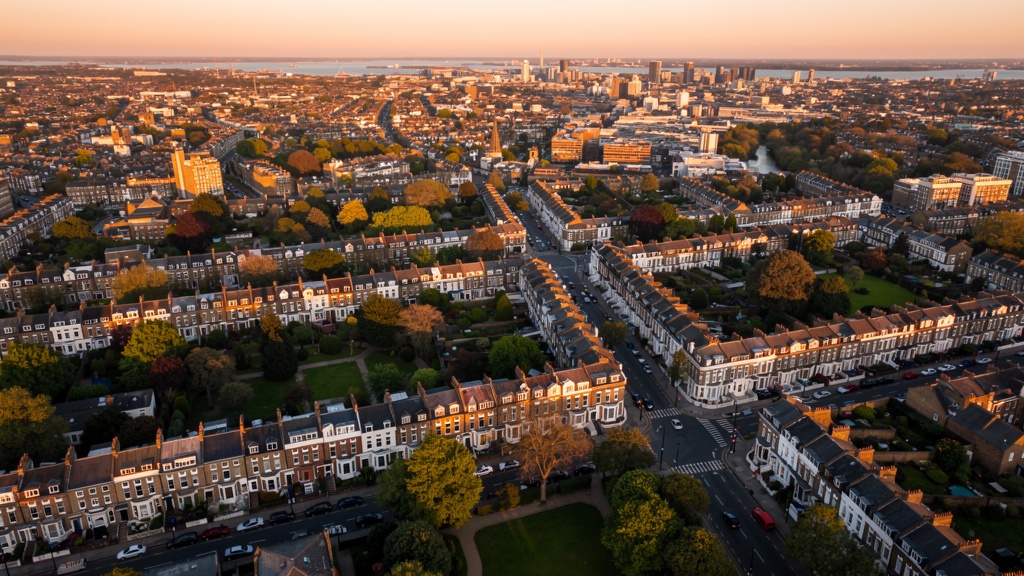 Aerial view of South London showing Clapham and surrounding neighbourhoods